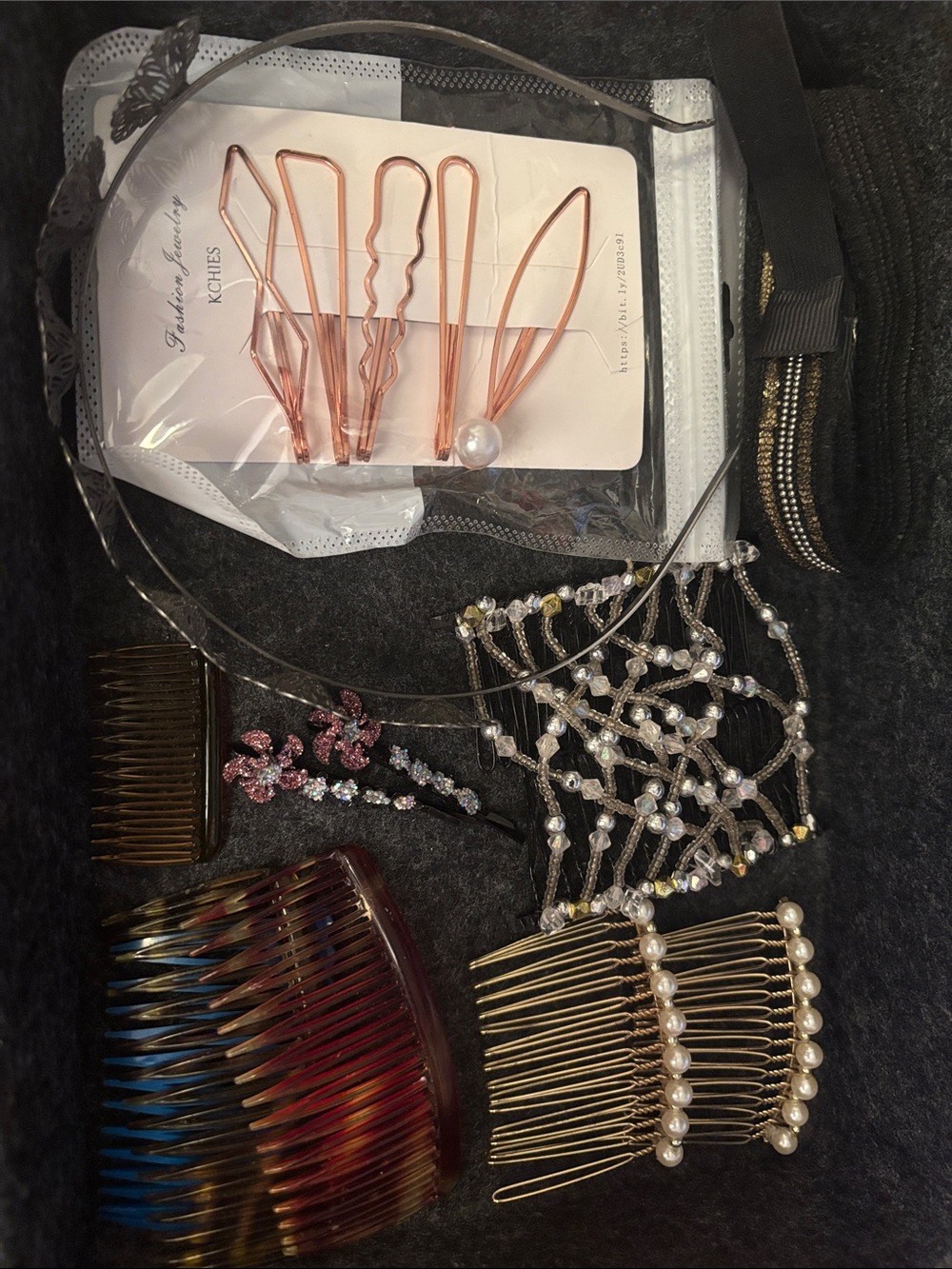 Assorted Women's Hair Accessories Set - Pearl & Rose Gold Accents